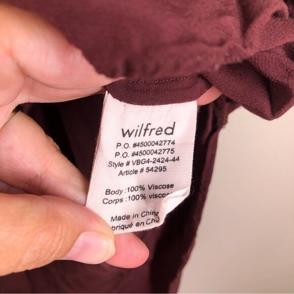 Aritzia Wilfred Maroon Tunic Long Sleeve Top V-Neck Button Shirt Popover XS - Picture 7 of 8